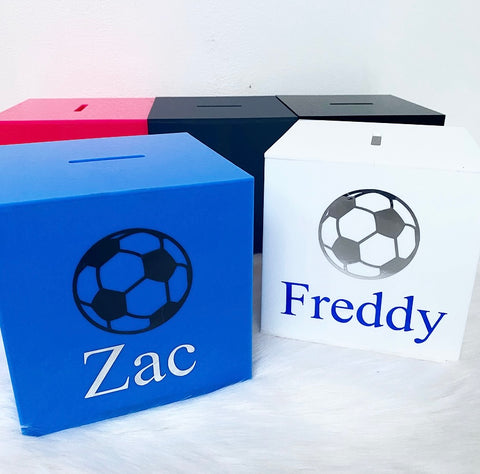 Personalised Football Money Box - Add Name (Vinyl)