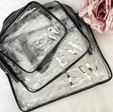 Personalised Transparent Cosmetic Travel Bag Set - Initials