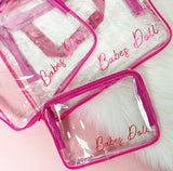 Personalised Transparent Cosmetic Travel Bag Set - Name