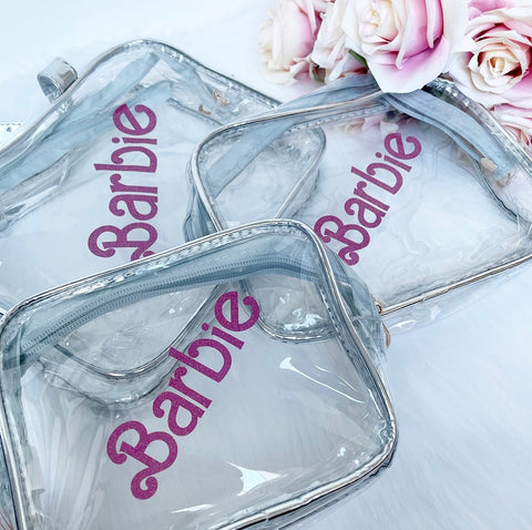 Barbie Personalised Metallic Cosmetic Bags