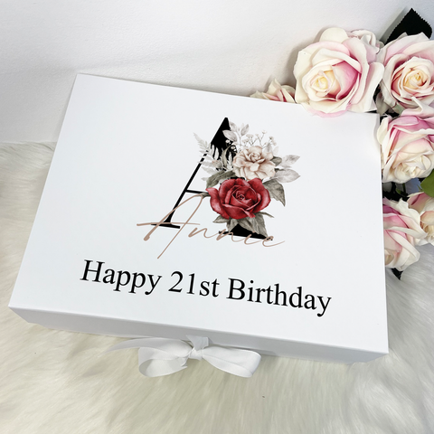 Personalised Black Floral Gift Box