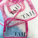 Personalised Transparent Cosmetic Travel Bag Set - Initials