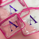 Personalised Transparent Cosmetic Travel Bag Set - Name & Initial