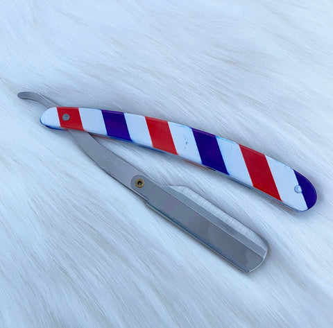 Barber Striped Stainless Steel Cut Throat Razor