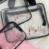 Personalised Transparent Cosmetic Travel Bag Set - Name