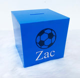 Personalised Football Money Box - Add Name (Vinyl)