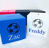 Personalised Football Money Box - Add Name (Vinyl)