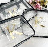 Personalised Transparent Cosmetic Travel Bag Set - Name & Initial