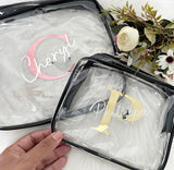 Personalised Transparent Cosmetic Travel Bag Set - Name & Initial