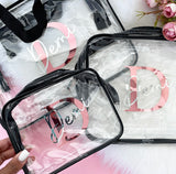 Personalised Transparent Cosmetic Travel Bag Set - Name & Initial