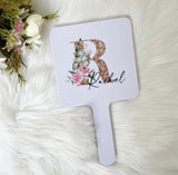 Large Handheld Mirror - Name & Initial (12cm)