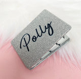 Personalised Glitter Compact Pocket Mirrors - Name