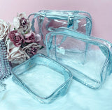 Metallic Transparent Cosmetic Bag Set (3pc)