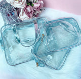 Metallic Transparent Cosmetic Bag Set (3pc)