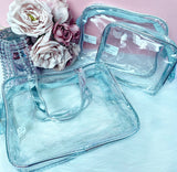 Metallic Transparent Cosmetic Bag Set (3pc)