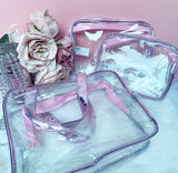 Metallic Transparent Cosmetic Bag Set (3pc)