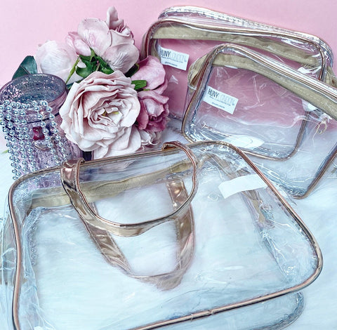 Metallic Transparent Cosmetic Bag Set (3pc)