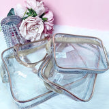 Metallic Transparent Cosmetic Bag Set (3pc)