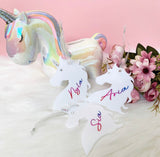 Personalised Unicorn White Rainbow Bauble