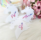 Personalised Unicorn White Rainbow Bauble