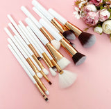 White & Gold Make Up Brush Set (15pc)