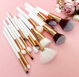 White & Gold Make Up Brush Set (15pc)