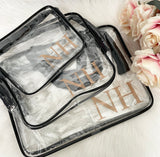Personalised Transparent Cosmetic Travel Bag Set - Initials