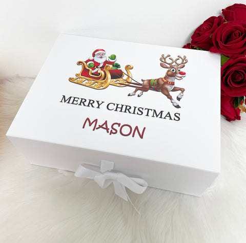 Personalised Santas Sleigh Printed Gift Box