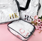 Personalised Transparent Cosmetic Travel Bag Set - Initials