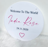 Personalised Baby Welcome To The World Plaque