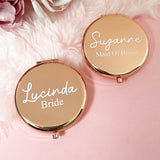 Personalised Bridal Party Round Compact Pocket Mirror