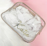 Personalised Metallic Transparent Cosmetic Travel Bag Set (3pc) - Name