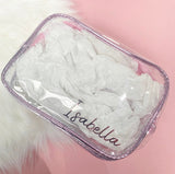 Personalised Metallic Transparent Cosmetic Travel Bag Set (3pc) - Name