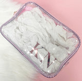 Personalised Metallic Transparent Cosmetic Travel Bag Set (3pc) - Initials