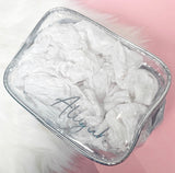 Personalised Metallic Transparent Cosmetic Travel Bag Set (3pc) - Name