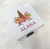 Personalised Glitter Unicorn Money Box - Add Name (Printed)