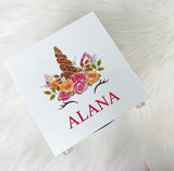 Personalised Glitter Unicorn Money Box - Add Name (Printed)