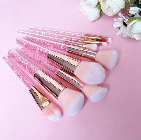 Pink Diamonte Make Up Brush Set (8pc)