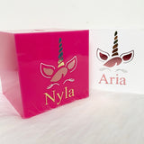 Personalised Unicorn Money Box - Add Name (Vinyl)