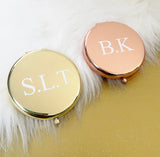 Personalised Initial Round Compact Pocked Mirror (Printed)