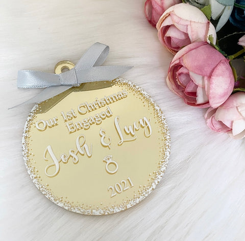 Personalised 'Engaged' Christmas Bauble